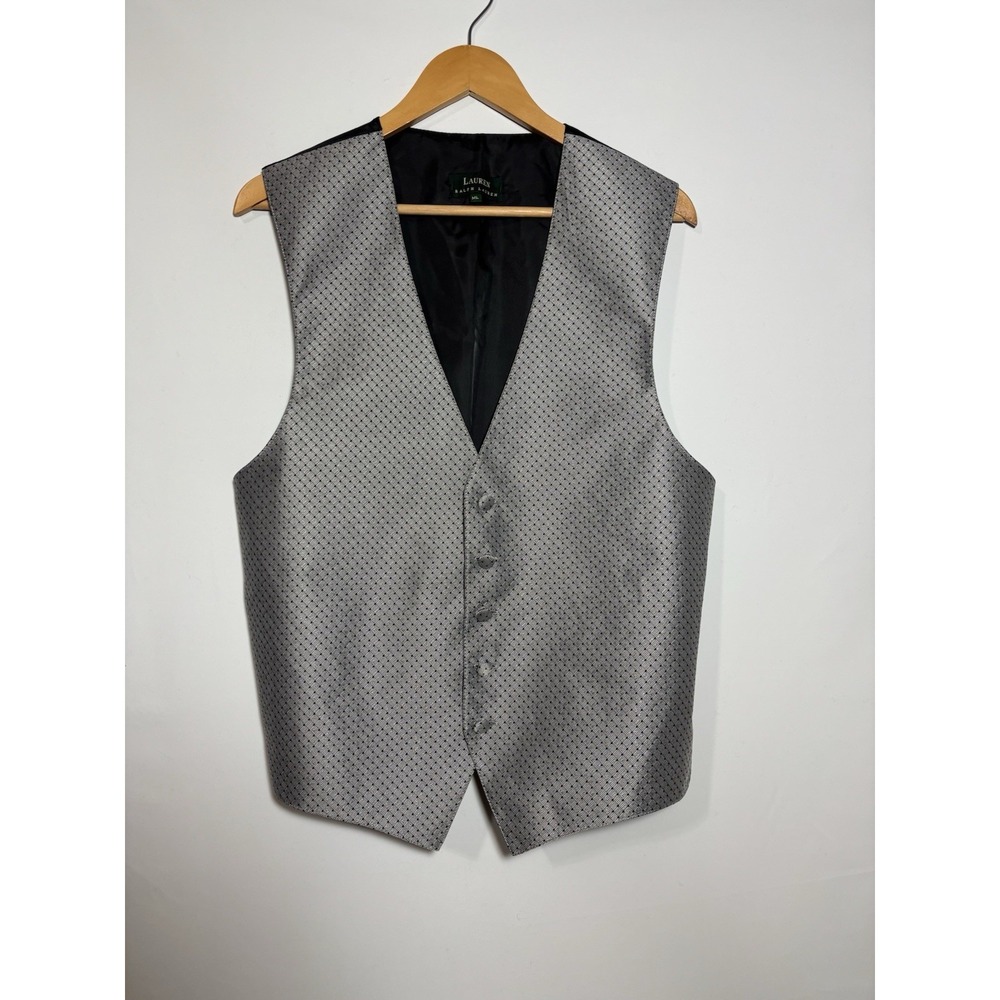 Lauren‎ Ralph Lauren Mens ML Waistcoat Tuxedo Vest  Formal Gray Made USA
